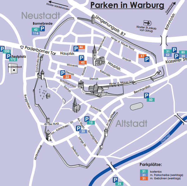 Bild vergrößern: Parkmglichkeiten in Warburg